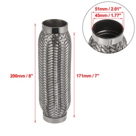 X AUTOHAUX 1.77"x7"x8" Car Exhaust Flexible Pipe Tubing Stainless Steel