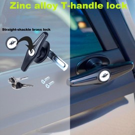 JIQI Garage Door T-Handle Lock with 2 Keys, Black T-Handle Universal Replacement Lock for Garage Camper Door,1pcs(Left)