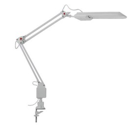 Manningham Lighting 5W LED White Table Desk Edge Mounted Clamp Lamp Neutral White 4000K Study Reading Work Office Home Room Edge Mounted Desk Clamp Lamp Adjustable Arm Artist Heron Bench Lamp