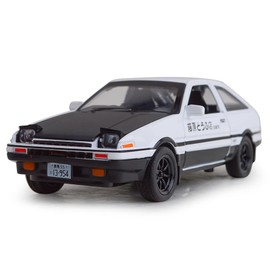 Tianmei 1:32 Initial D Trueno AE86 Alloy Diecast Car Model Toys, Kids Pull Back Metal Vehicle Toys and Adult Collection Ornaments (Black Hood AE86-White)