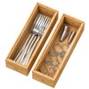 Bamboo Kitchen Drawer Organizer,Stackable Silverware Tray Utensil Organizer Cutlery Holder
