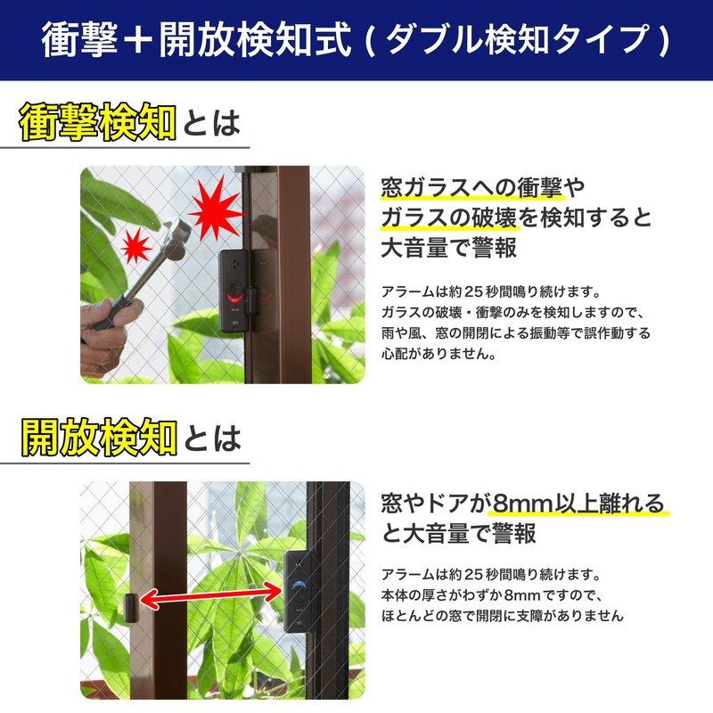 ELPA ASA-W13-N4P(DB) Window Alarm, Impact + Open Detection Type (Double