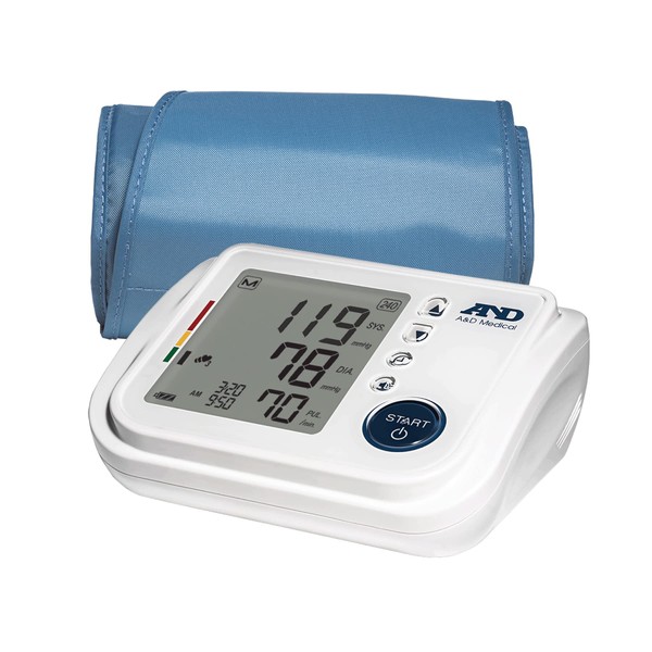 A&D Medical Talking Blood Pressure Machine UA-1030T with Medium Blood Pressure Cuff (23-37 cm / 9.0-14.6” Range), TriCheck Mode with 3 Consecutive Readings, Body Movement Sensor