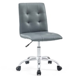 Modway Prim Ribbed Armless Mid Back Swivel Conference Office Chair In Gray