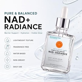 Suero peptídico NAD+ con niacinamida, NMN y péptidos, suero hidratante facial y cuello para un brillo visible y soporte de barrera, sin fragancia, 1 f