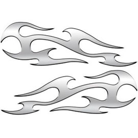 Silver Tribal Motorcycle Side Cover, Tank or Helmet Custom Digitally Airbrushed Flames - 8" h x 24" w - REFLECTIVE