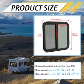 KUAFU RV Side Window 24"" X 22"" Replacement Teardrop Horizontal Slide Trailer Camper Window with Trim Kit , Tinted Glass