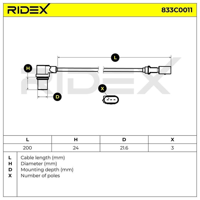 RIDEX Crankshaft Sensor 833C0011 0.06 kg