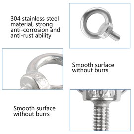 Pack of 10 Eye Bolts, Eye Bolts M5, 304 Stainless Steel Eye Bolts, Eye Bolts Hardware, for Attaching and Hanging (M5X10)
