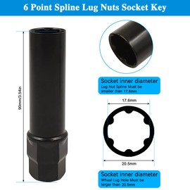2 Piece 6 Spline & 7 Spline Lug Nut Key, Spline Lug nut Socket Wheel Lock Replacement Tool for Aftermarket Wheels Compatible with 14x1.5, 14x2.0, 9/16inch, 12x1.5, 12x1.25, 1/2 inch Lug Nuts