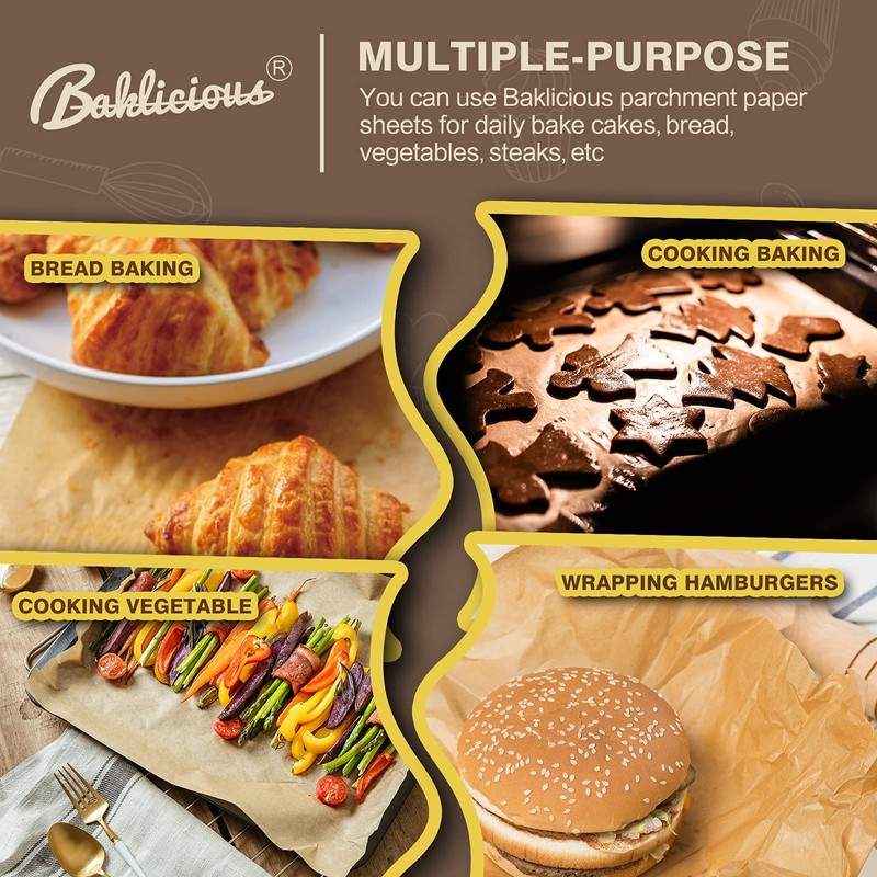 220 Pcs Unbleached Parchment Paper Baking Sheets, Baklicious Pre-cut Heavy