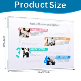 12 Pack Wall Mount Acrylic Sign Holder 3x5 Inch, Clear Plastic Door Sign Holders, Acrylic Picture Frames with Tape Adhesive, Floating Hanging Poster Holder for Office, Store, Restaurant, No Drilling