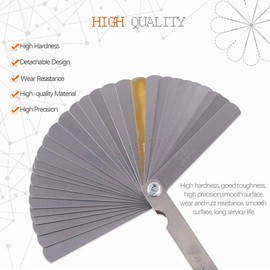 Rustark 2 Pack Stainless Steel Feeler Gauge Set Standard SAE Dual Marked Metric and Imperial Tool 0.04-0.88mm for Measuring Gap Width