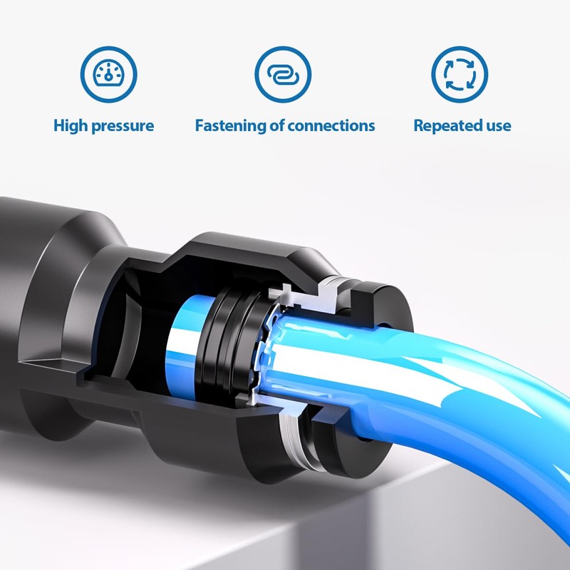 Innfeeltech 20 Pcs 8mm Black Straight Push to Connect Pneumatic