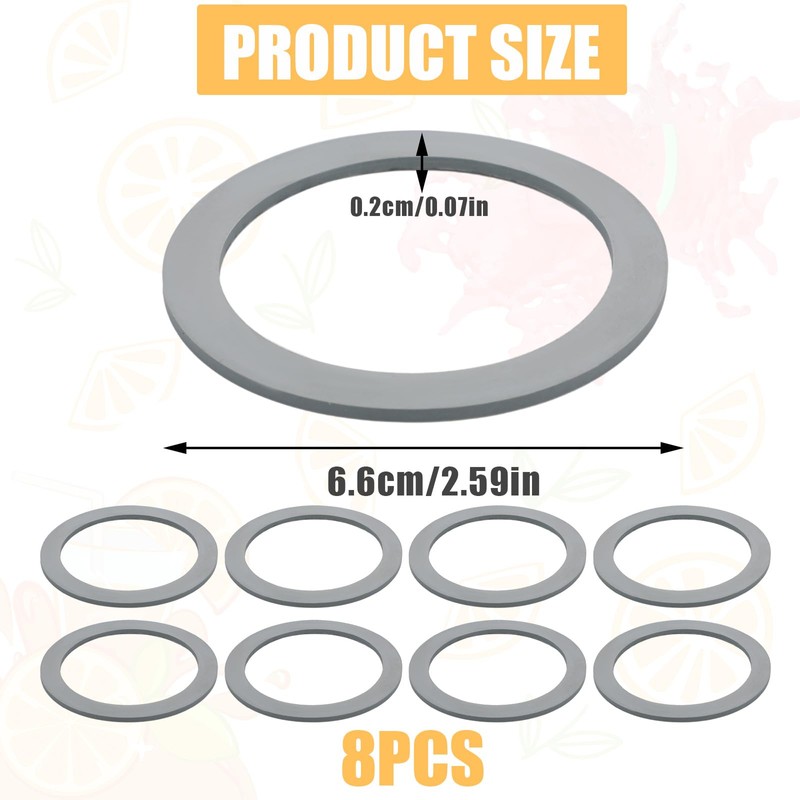8pcs Blender Gasket for Oster, Rubber Gray O-Ring Blender Gasket
