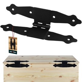 KOTARBAU® Hinges Folding H-Shape 20.5 x 10 cm Shutter Hinge Centre Cross Strap Door Hinges Made of Powder-Coated Steel Door Hinge Black Hinge Box Hinge Window Hinge Garden Gate Hinge