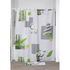 LiKeKa Shower Curtain 180 x 200 cm for Bath and Shower in the Bathroom, Bath Curtain Anti-Mould and Waterproof Fabric 100% Polyester, Washable, Includes Shower Curtain Rings (Honolulu)