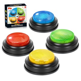 XPJBKC Buzzer mit Sound und Licht, 4 Stück Antwort Buzzer Learning Resources für Kinder Trivia-Spiele, Mehrfarbig Game Show Buzzer Spielzeug für Klassenzimmer Familie