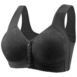 TODOZO moona Bra - Front Closure Breathable Bra for Seniors Emily Charm Bras for Seniors moona Bra for Senior luxysense Bra for Senior (1pc-e-Black,X-Large)
