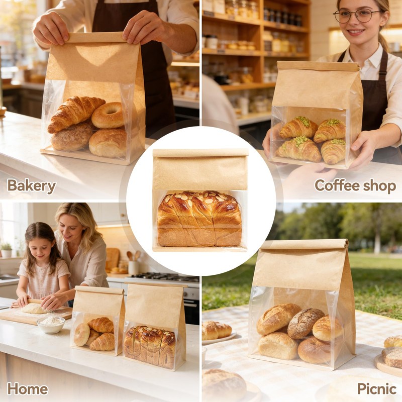 MTOPHLS 20 Pack Large Paper Bread Loaf Bags with Tin