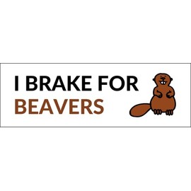 I Brake for Beavers Waterproof Vinyl Bumper Sticker for Cars Trucks Laptop