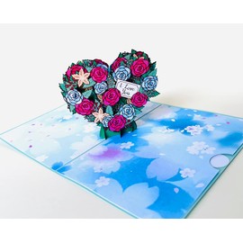 ETA 3D Pop Up Heart and Flower Card, Love Pop Up Card, I Love You Pop Up Card, 3D Pop up Cards for Valentines Day, Wedding, Anniversary, Love, Romance, Card for Husband Wife Boyfriend Girlfriend, L11