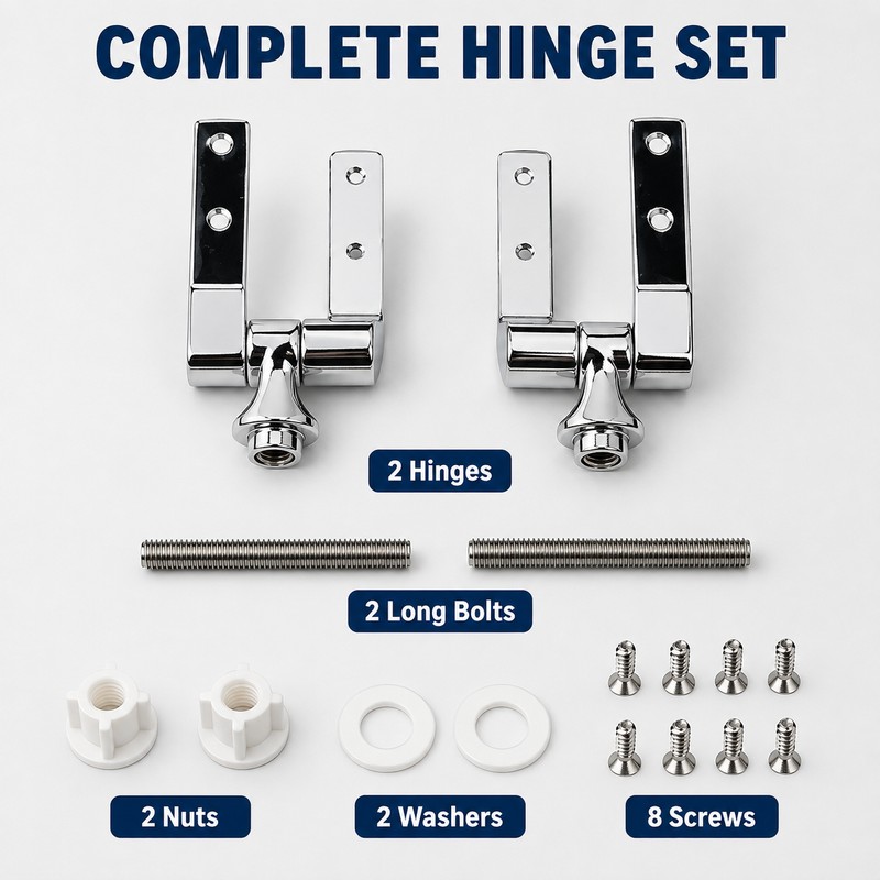 Universal Zinc Alloy Toilet Seat Hinge Replacement Set with Adjustable