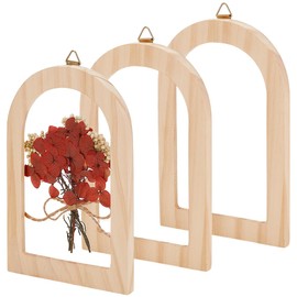 PH PandaHall 3pcs Wood Arch Picture Frames Unfinished Solid Wood Picture Frames, Floating Picture Frames Wood Wall Hanging Photo Frame for Arts Crafts House Office Wall Decor,6.3x4