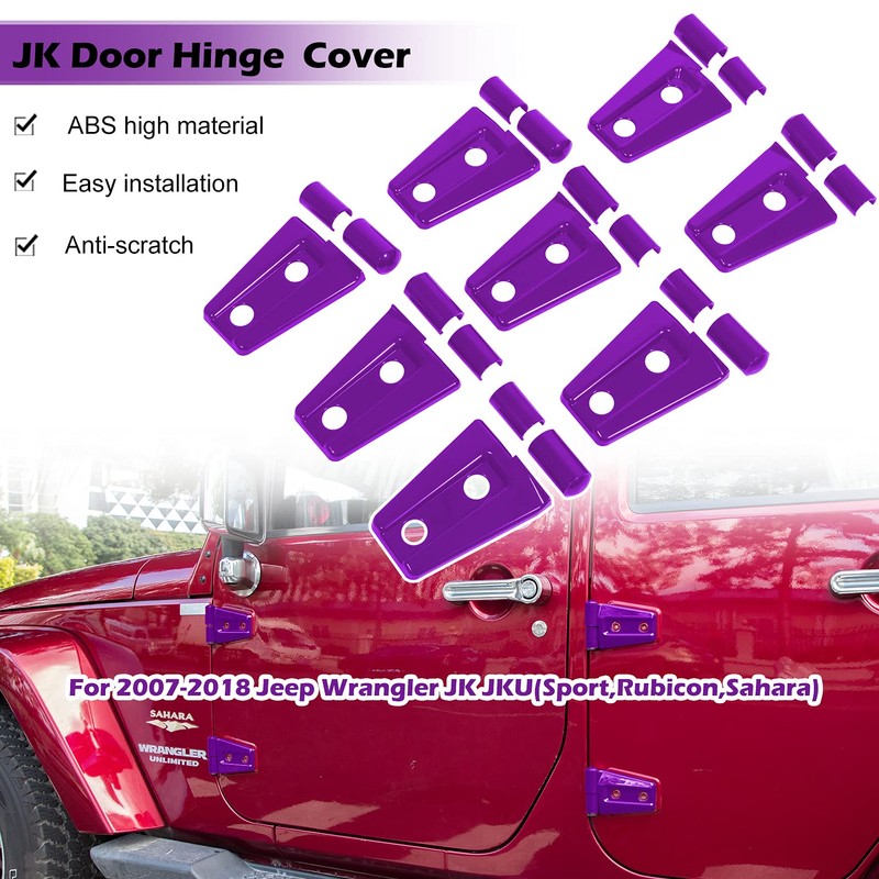 Purple Door Hinge Cover Trim Exterior Accessories for 2007-2018 Jeep