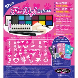 GlitZGlam Original X-LARGE Face Paint Kit – FACE-UP Deluxe - 97 Piece !