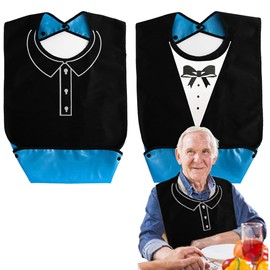 Glamifyr Pack of 2 adult bibs, adult bibs for adults, bib for seniors, bib for seniors, drool bib for adults, washable bib with press studs, black