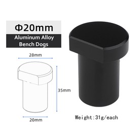 Pack of 12 Clamping Jaws for Flat Clamping I Aluminium Alloy Bench Clamp for Flat Clamping on All Tables with 20 mm Holes (20 mm, Black)