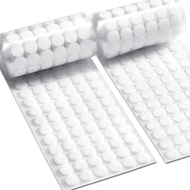 1000 Pcs | 500 Pairs | 0.59inch Diameter | 100% Nylon | Hook and Loop Fastener Self Adhesive Strong Round Circle Sticky Sticker Dots for Arts and Crafts School Classroom Home and Office Use, White