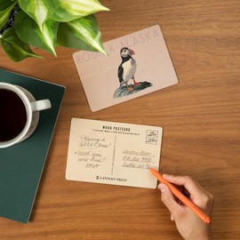 Kodiak, Alaska, Puffin (4x6 Birch Wood Postcards, 2-Pack Stationary, Rustic Home Wall Decor)