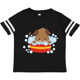 inktastic Cute Dog, Little, Brown Dog, Puppy, Bath Toddler T-Shirt 2T Football Black and White 455bb