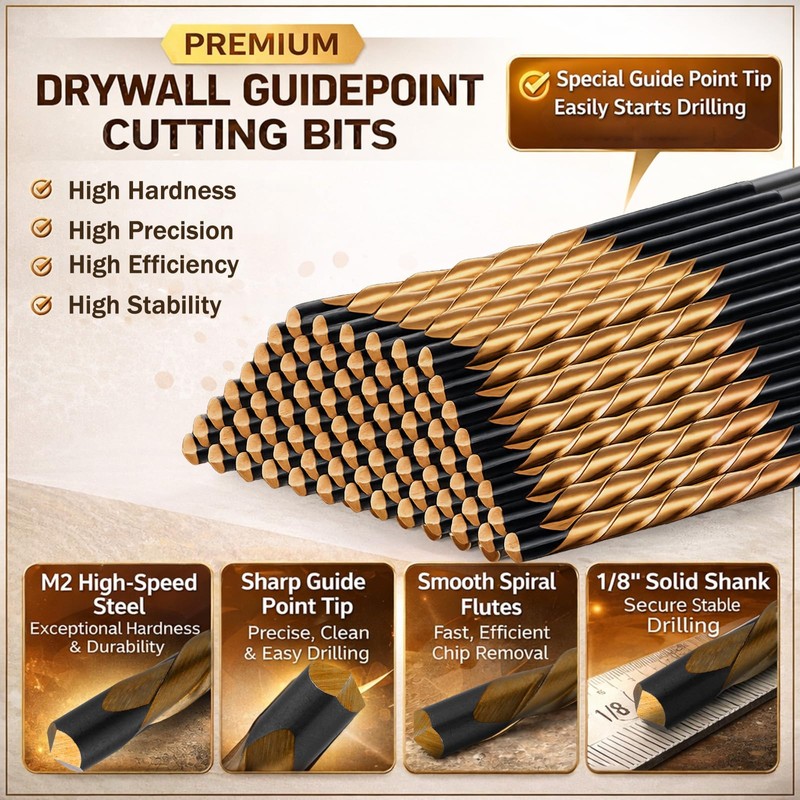Tondiamo 50 Pcs Drywall Rotor Tips 1/8" Drywall Router Drill