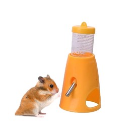 Litewoo Botella de agua 2 en 1 para hámster, bebedor automático y cabina, se adapta a hámster enano sirio, ratón, jerbo, ratones, chinchilla, animal pequeño (amarillo)