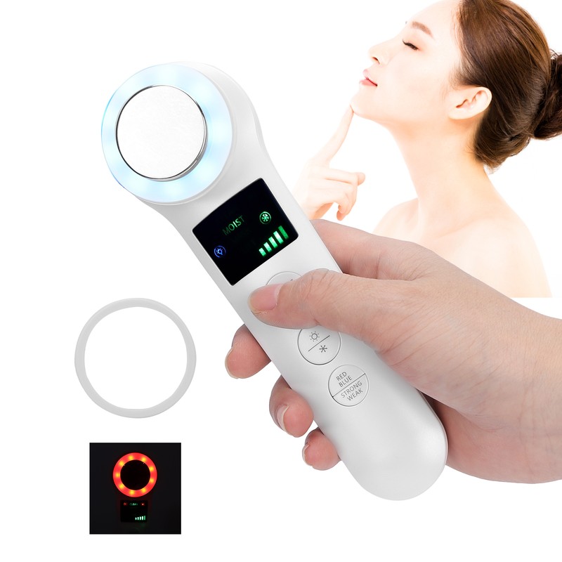 Hot Cold Face Massager Handheld Facial Vibration Massager Red Blue