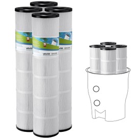 VEVOR Pool Filter Cartridge, 4X 130 Sq. Ft, Spa Hot Tub Filter Cartridge Replacement, Compatible with Pentair CCP520, R173578, PCC130, Secure for Kids & Pet, Trilobal Pleated, Easy to Clean