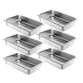 WantJoin Full Size Steam Table Pans, 6-Pack 4 Inch Deep Restaurant Steam Table Pans Commercial, Hotel Pan Made of High Quality Stainless Steel