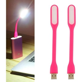 Mini Flexible Light, Portable USB Led Reading Night Lamp for PC Laptop Computer Notebook Power  - 2 Pack (Black) - Color: Pink