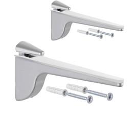 Gedotec Pinocchio Designer Glass Shelf Brackets - Matte Silver | Pack of 2 - Shelf Brackets Heavy Duty | Pinocchio | Metal Wall Shelf Support | Shelf Support Heavy Duty with Load Capacity up to 50 kg | Shelf Support