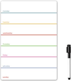 TMS A4 Magnetic Weekly Planner for Fridge, Whiteboard Planner Fridge Magnet - Dry Wipe Memo Board Calendar for Kitchen / Office Notes, Meal Prep / Reminders with Dry Erase Marker (Colour, A4 + 1 Pen)