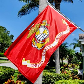 ZEKVY US Marine Corps USMC Flag 2x3 Outdoor Made in USA - Double Sided Heavy Duty Vivid Color US Military Army Flags Long Lasting with 2 Brass Grommet