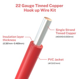 FIRMERST 22 Gauge 50ft Solid Core Tinned Copper Connector Cable Set - 2 Colors