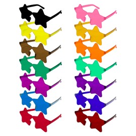 Annyswit 14 Pcs Star Shaped Sunglasses Multipack 14 Colors Star Party Glasses Coloured Funky Rimless Glasses for Men Women Birthday Festival Party Cosplay Costume Supplies Hippie (Stars)