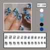TBRZTR Blue Flower Press on Nails Short Square Artificial Coffin