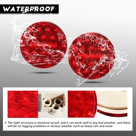 2PCS LED Round Stop Brake Position Lamp （RED） Fit For Freightliner Cascadia 4 inch Trailer Lights with Reverse Lights