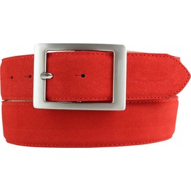 BELTINGER Men's Suede Belt with Double Buckle 4 cm Suede Leather Belt for Men 40 mm Suede Belt 4 cm, Red, Silver