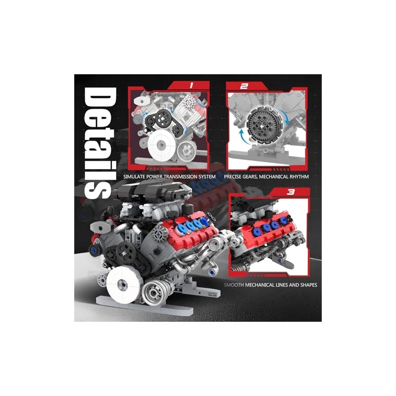 Mavo brix V8 Engine Building Set, Model Kit for Adults,